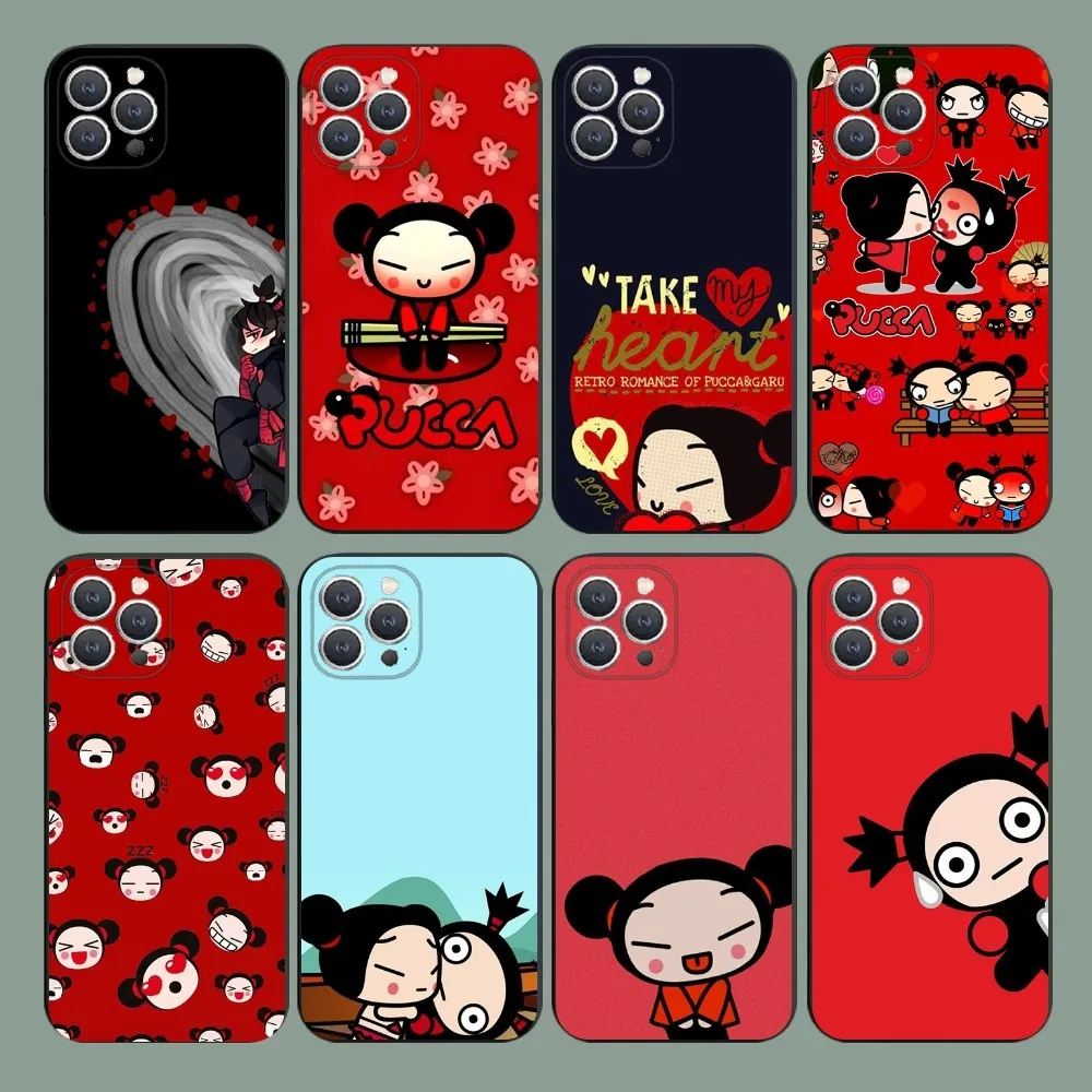 

Cute Cartoon Pucca Garu Phone Case For iPhone 15,14,13,12,11,Plus,Pro Max,XS,X,XR,SE,Mini,8,7 Soft Silicone Black Cover
