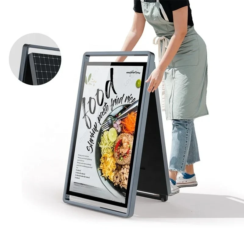 Solar Power IP65 Waterproof Advertising LCD Screen Digital Signage Display Rechargeable Battery Outdoor Digital Billboard 43inch
