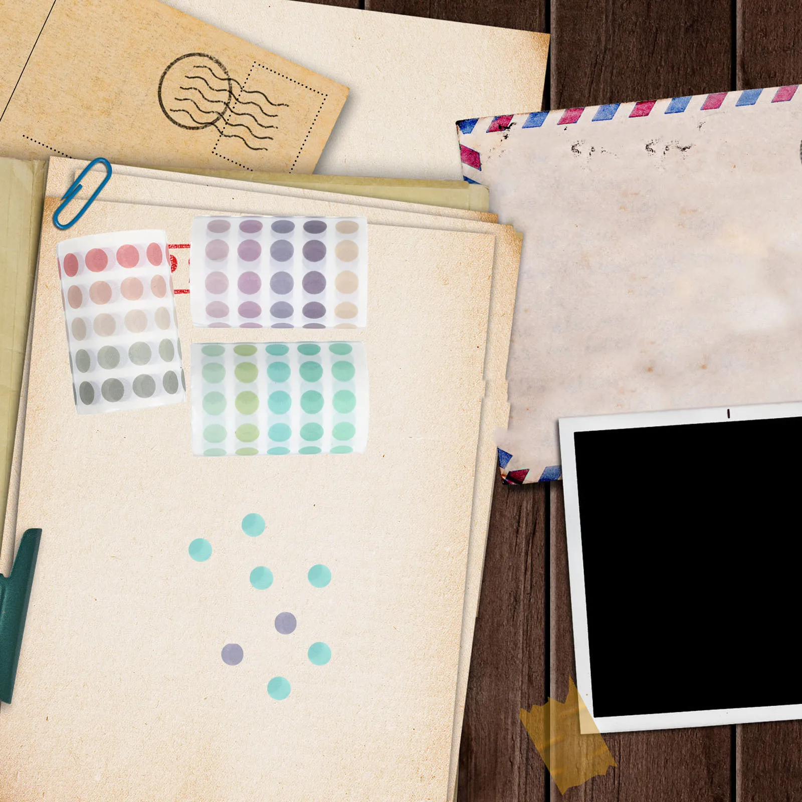 3 لفات من ملصقات شريط اشي منقط باستيل لاصق دائري ملصقات زخرفية للمجلات وأجهزة الكمبيوتر المحمولة وسجلات القصاصات والمخطط