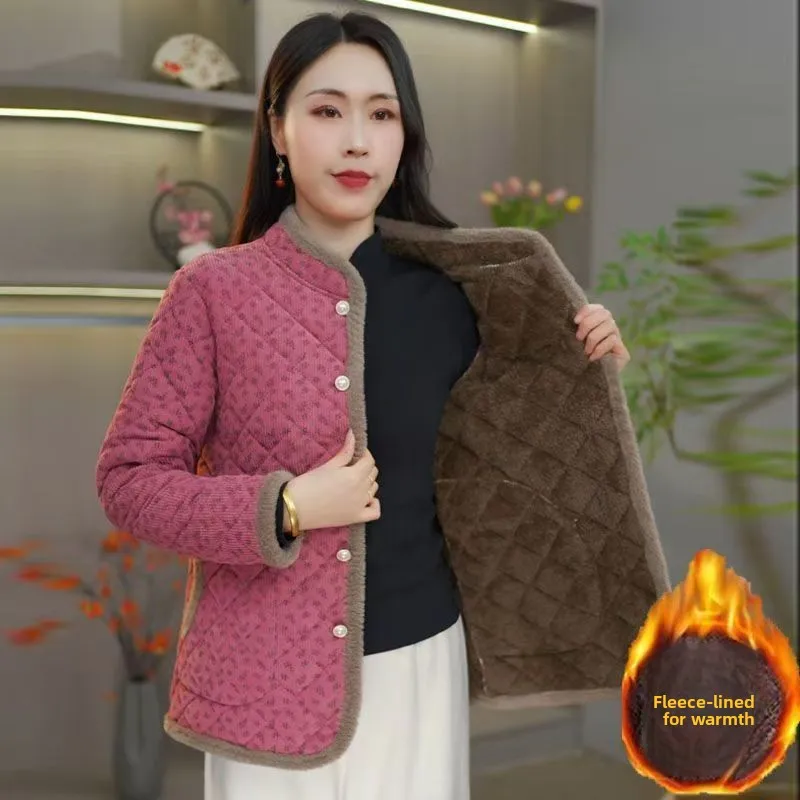 

Утепленная хлопковая куртка с цветочным принтом, теплая, осенне-зимняя, новинка, женская модная верхняя одежда для средних размеров