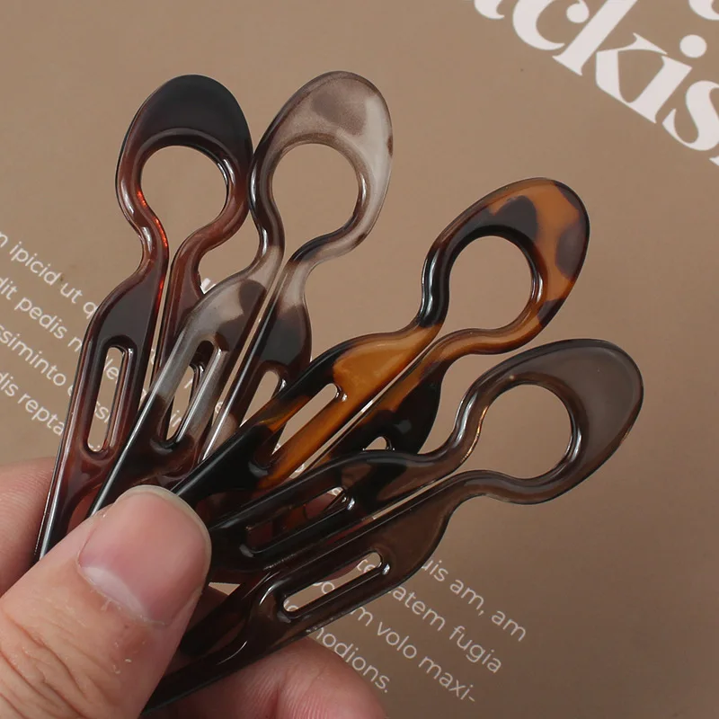 4 Pcs Vintage Leopard Print Hair Fork Acetate Hair   U-Type Dual-Insert Lazy Bun Holder Women's Hair Accessories Easy-To-Use