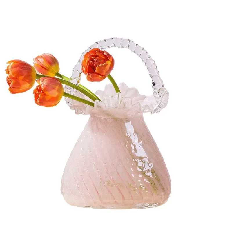 

Light luxury glazed portable vase pastoral style home living room glass flower arrangement water flower ornament