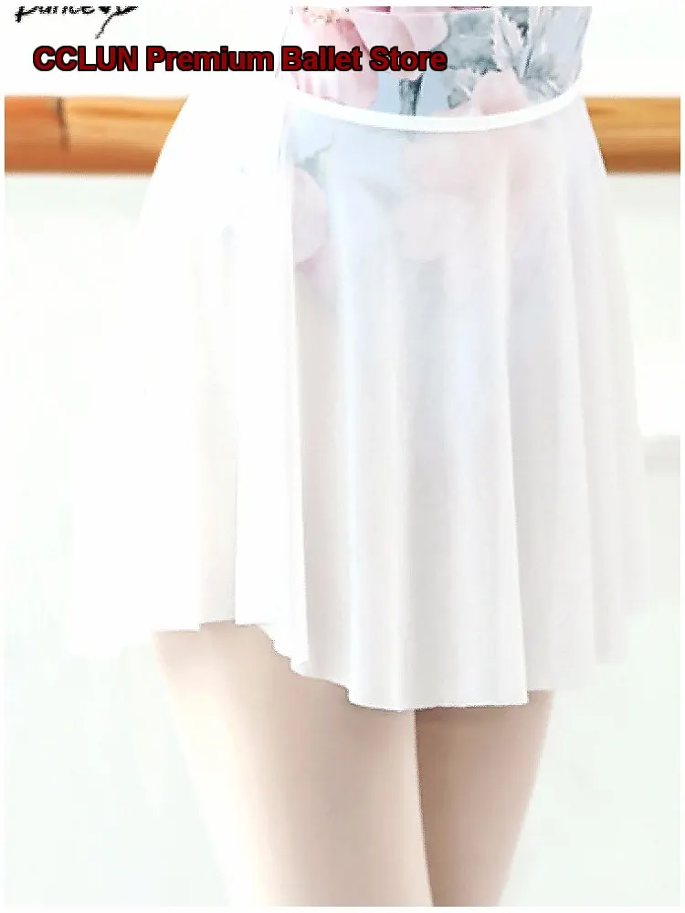 Women's Adult Stretchy Mesh Skirt Half Skirt Gymnastics Dance Practice Body Suit Tutu