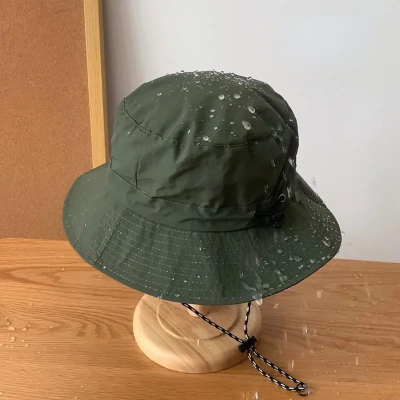 Summer Foldable Bucket Hat for Women Men Light Waterproof Beach Caps with Hook Adjustable Anti-UV Face Protection Fishing Hats