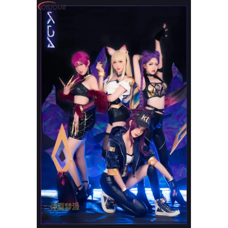 KDA-女性のためのアカリコスプレコスチューム,ハロウィーンの衣装,ahri,kaisa,evelynn,game,lol,k,da,cosplay,outfit,coat,halloween,rz1224