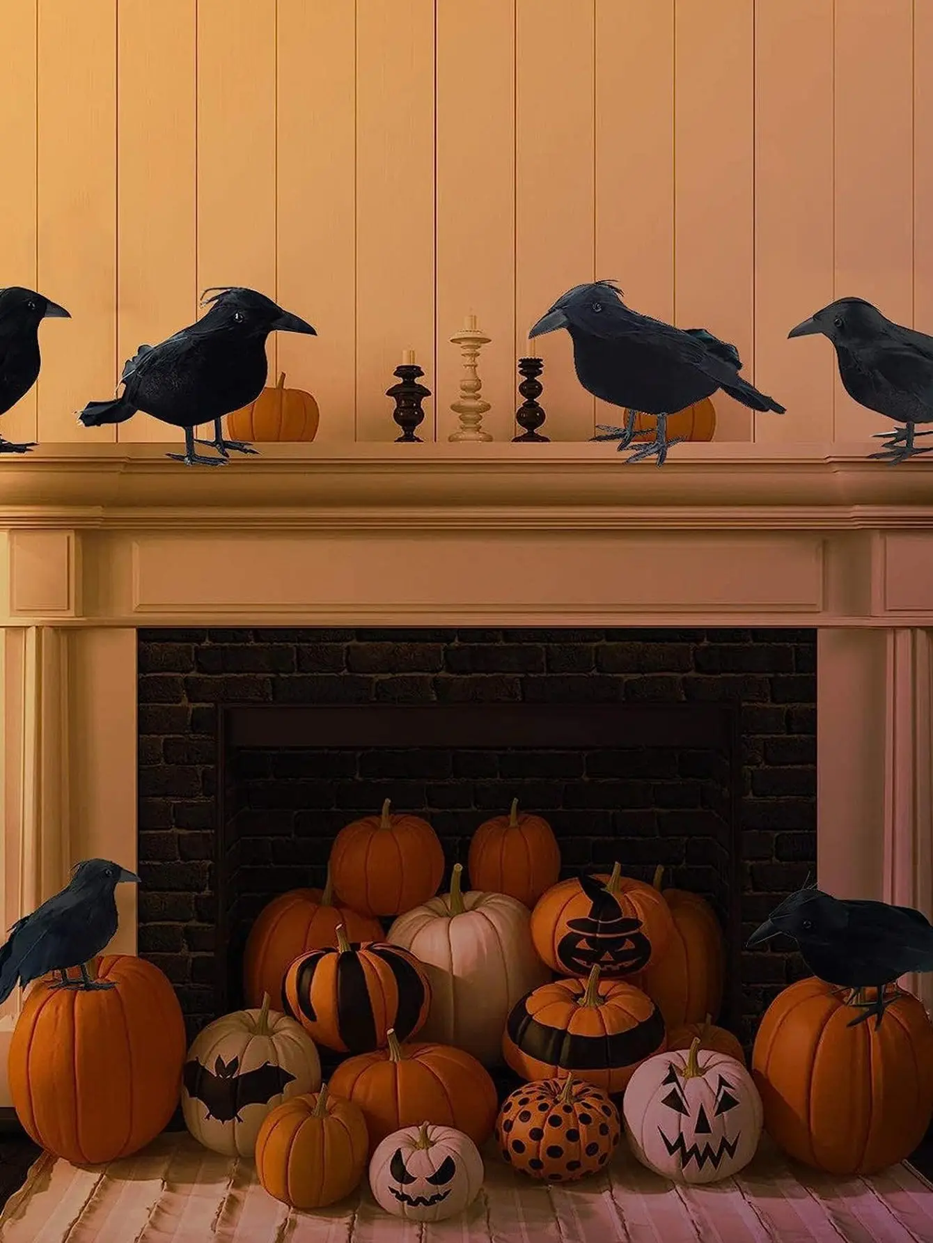 LUSQI Große Krähe, Ornament, Halloween-Dekoration, Schaumstoff-Simulationskrähe mit Federn, um die Atmosphäre des Halloween-Tages zu schaffen – Detail 5