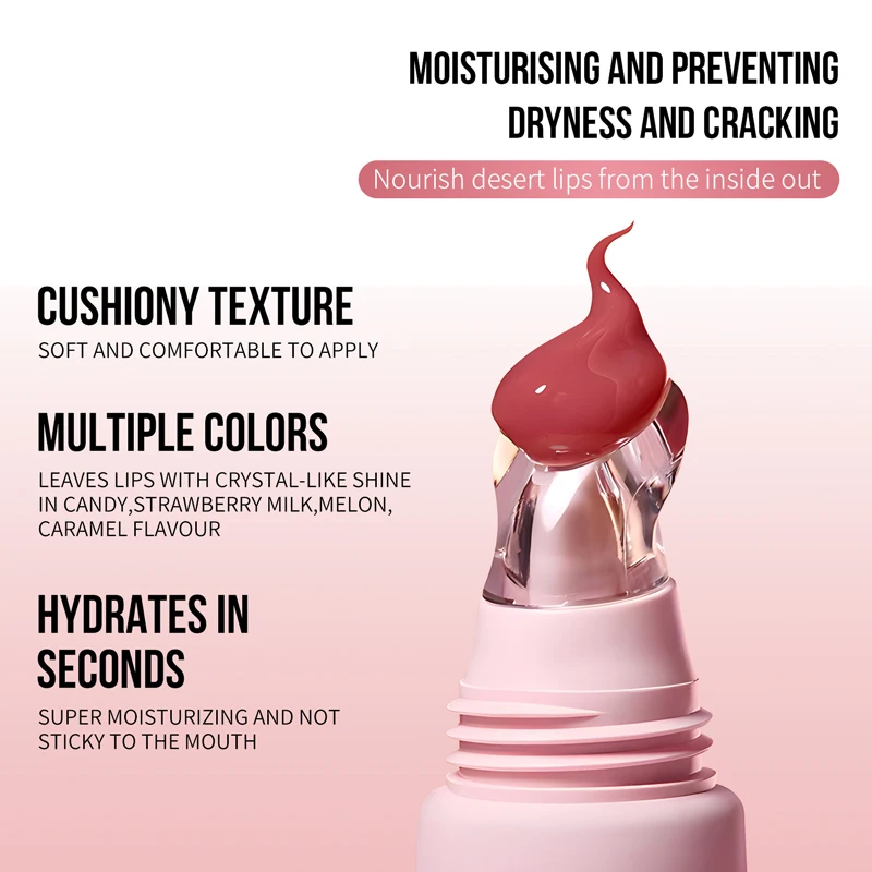 Nawilżający i długotrwały błyszczyk do ust, łatwy w aplikacji, nieklejący się naturalny makijaż ust.