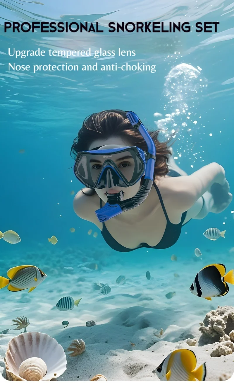 Máscara de buceo táctica vidrio templado snorkel adulto - imagen 4