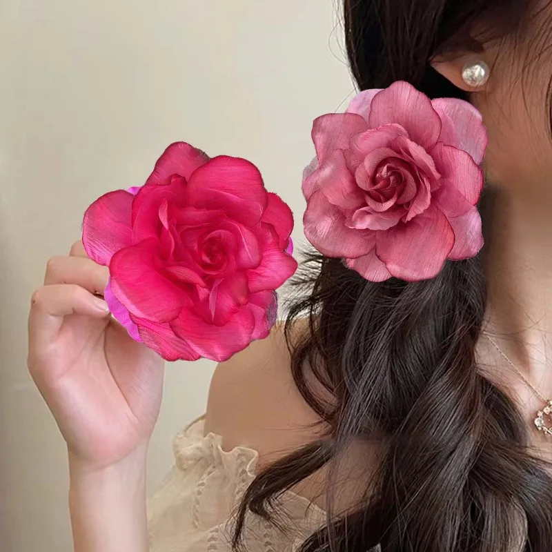 2025 Fashion Bridal Rose Flower Hairpin Brooch Wedding Bridesmaid Party Hair Clips for Women Sweet Girl Hairclip Korean Headwear