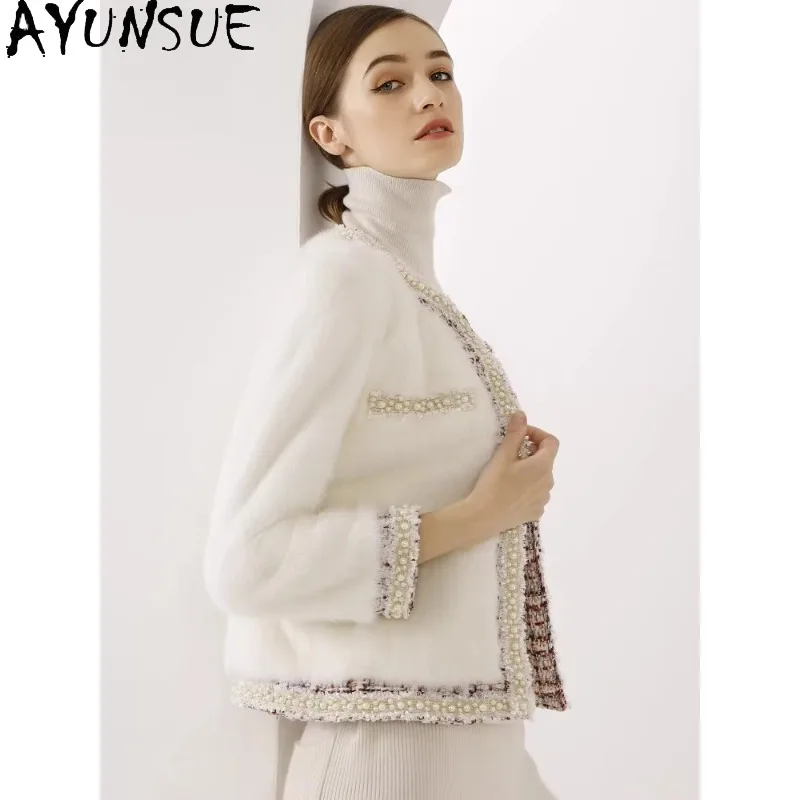 AYUNSUE Purple Label Mink Fur Coat Woman Luxury Winter Fur Jacket Stylish Short Outerwears Warm Woman Clothing Fourrures Femmes