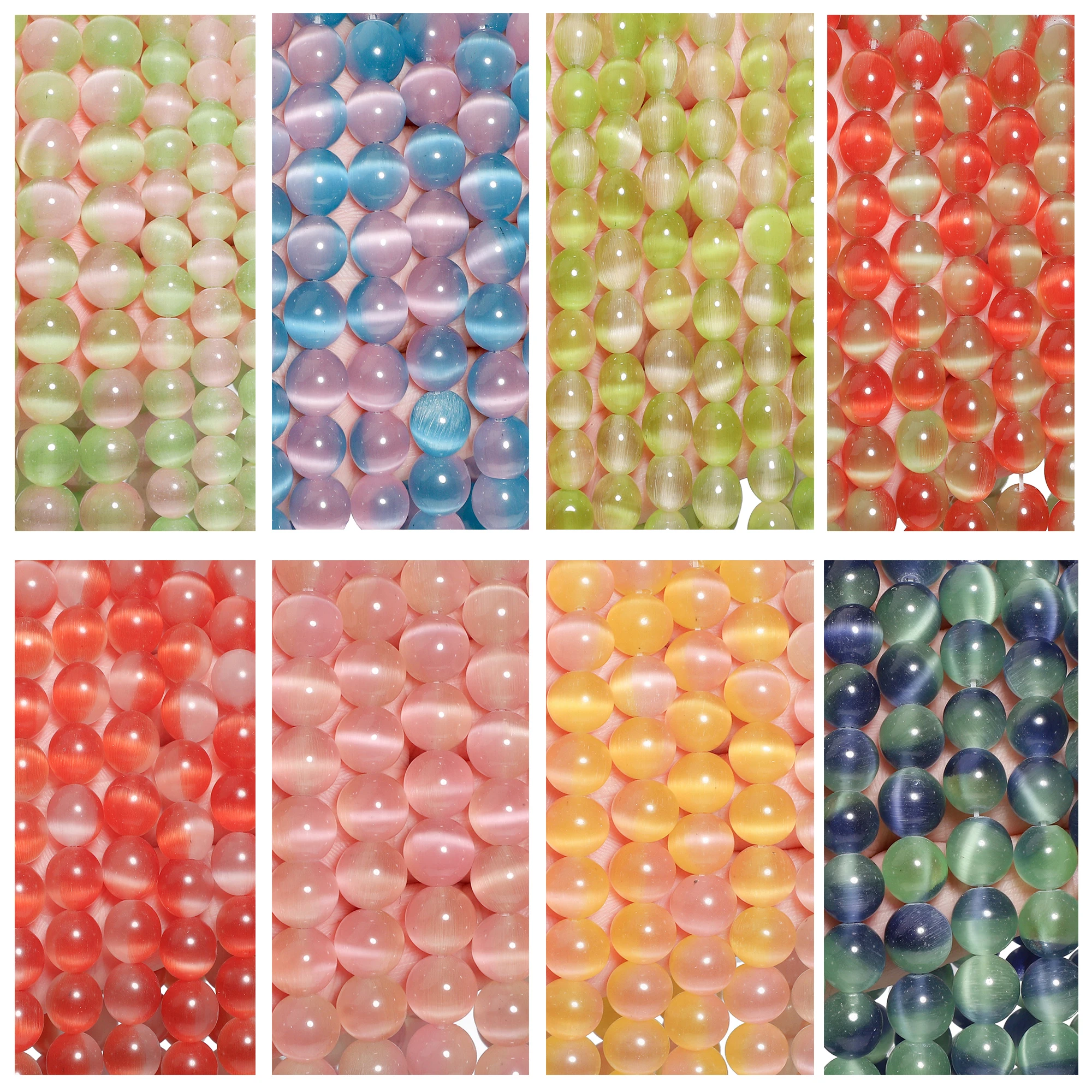 

8/10mm Natural Stone Cat Eye Bead Round Multicolor Loose Spacer Beads For Jewelry Making DIY Gorgeous Bracelet Necklace Earrings