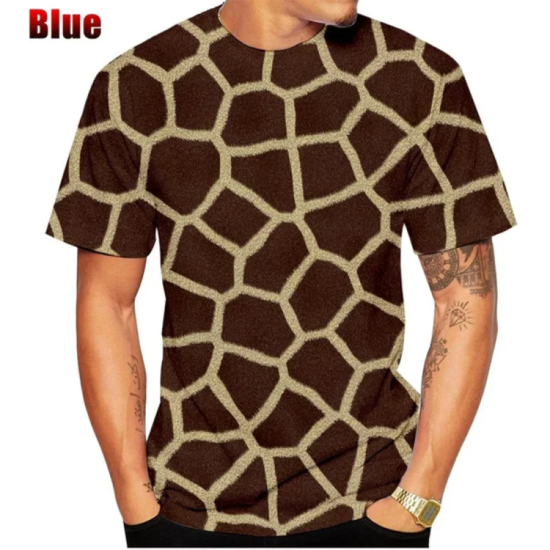 2024 Summer New Male and Female Giraffe T-shirt Tops, Street Casual Fashion, Personality Large Size T-shirt Comfortable and Cool