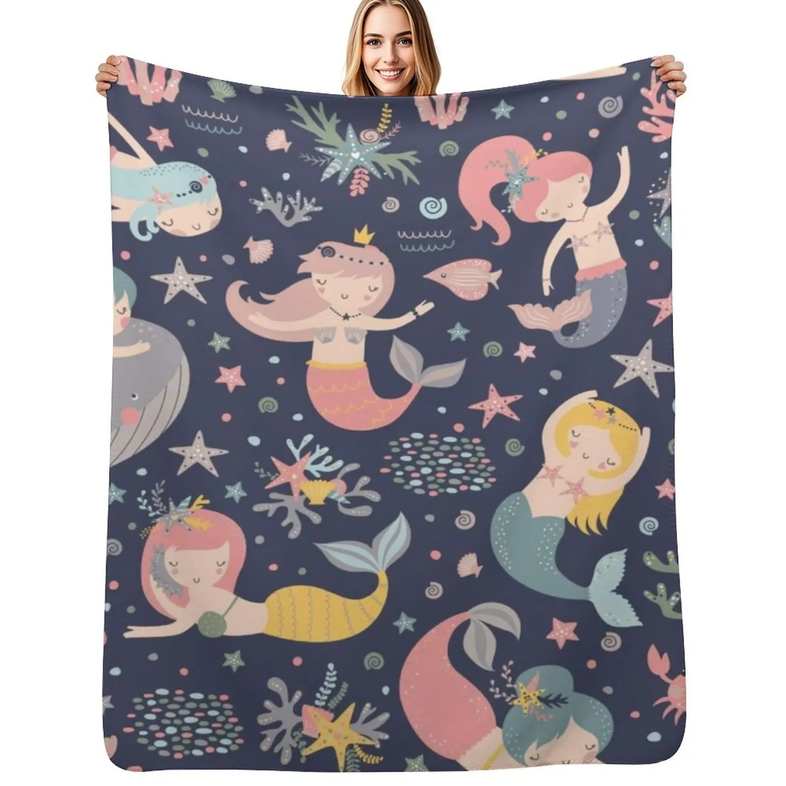 

little memraid Throw Blanket Warm Plush Fuzzy Blanket for Living Room