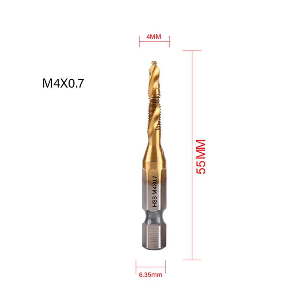 Piezas de broca de grifo, grifo de titanio, vástago de máquina compuesta de 1 pieza, accesorios de plata, brocas de repuesto para M3-M10