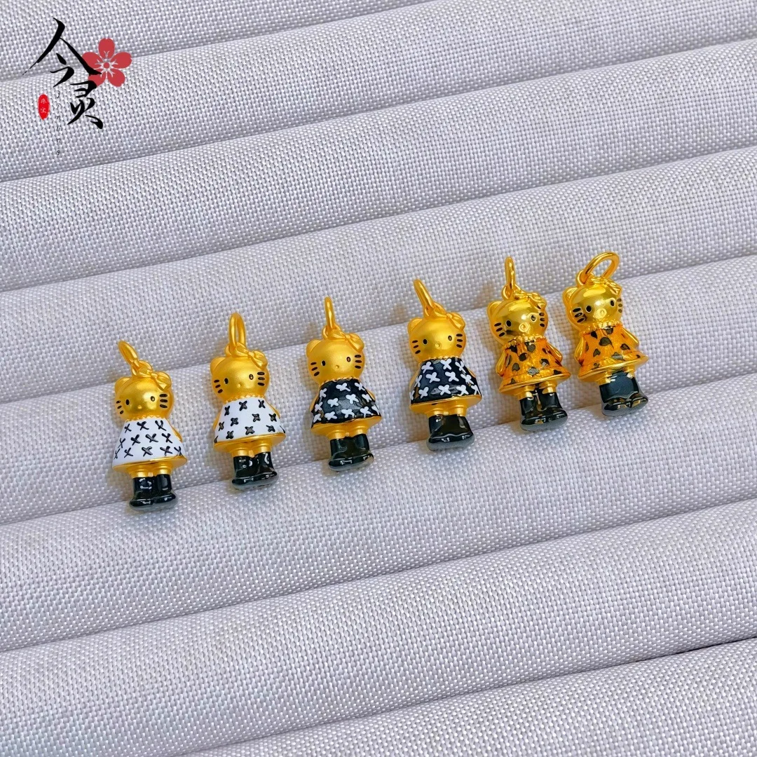 

New model Cute Hello Kitty Pendant Fashion enamel gold Kitty pendant necklace
