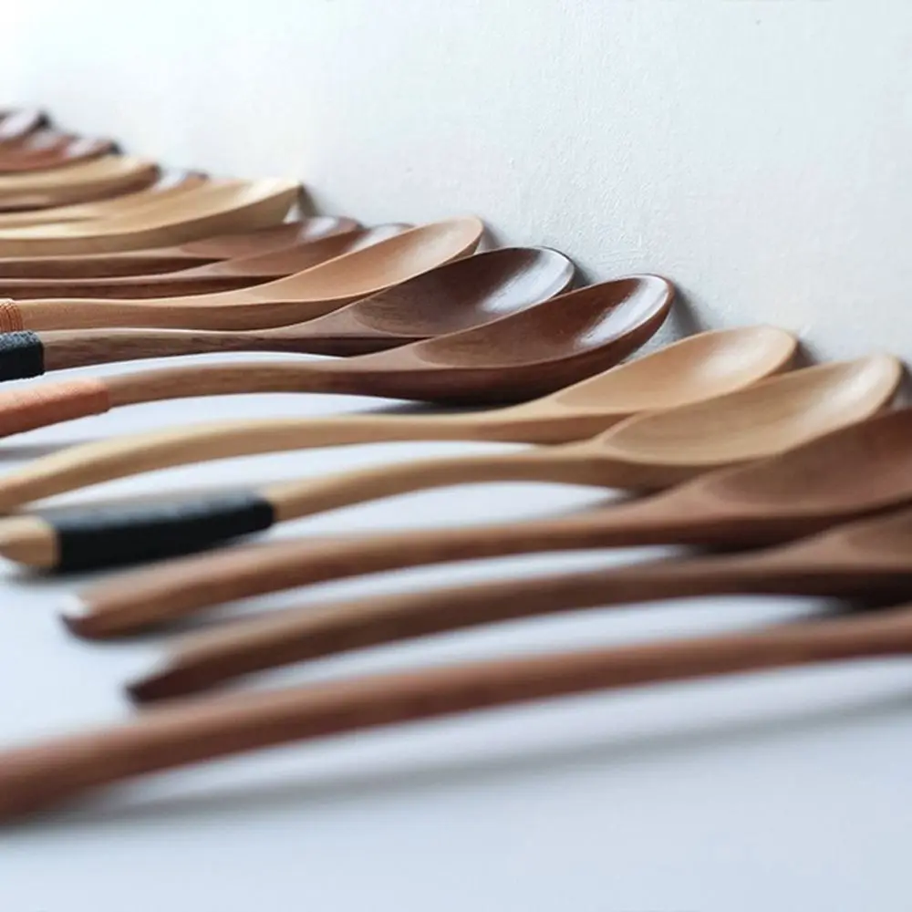 Dessert 17.5cm Wood Catering Scoop Hand-made Black Walnut Cooking Utensil Wooden Spoon Soup Spoon Kitchen Tool