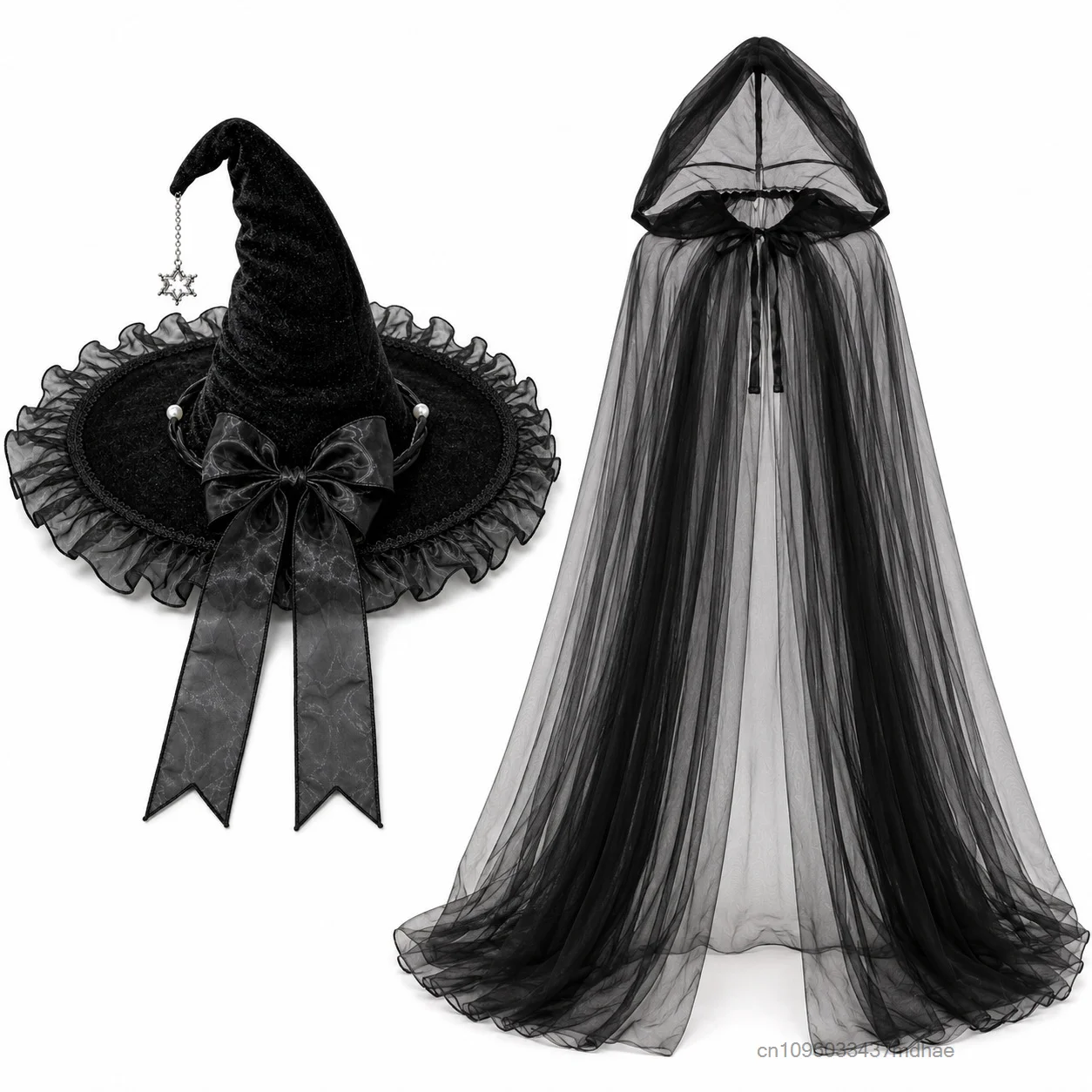 ハロウィン女性魔女コスプレ帽子紫レーストリムボウスターチェー - Women Accessories Chain のレビューと価格