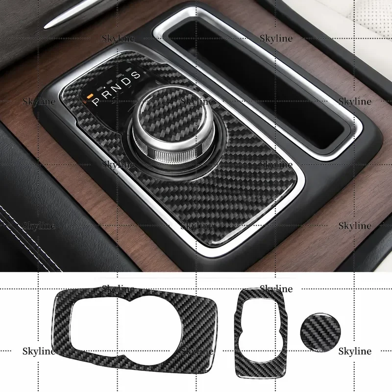 Black Carbon Fiber Interior Center Console Gear Shift Panel Cover Trim Fit for Chrysler 300 2015-2022