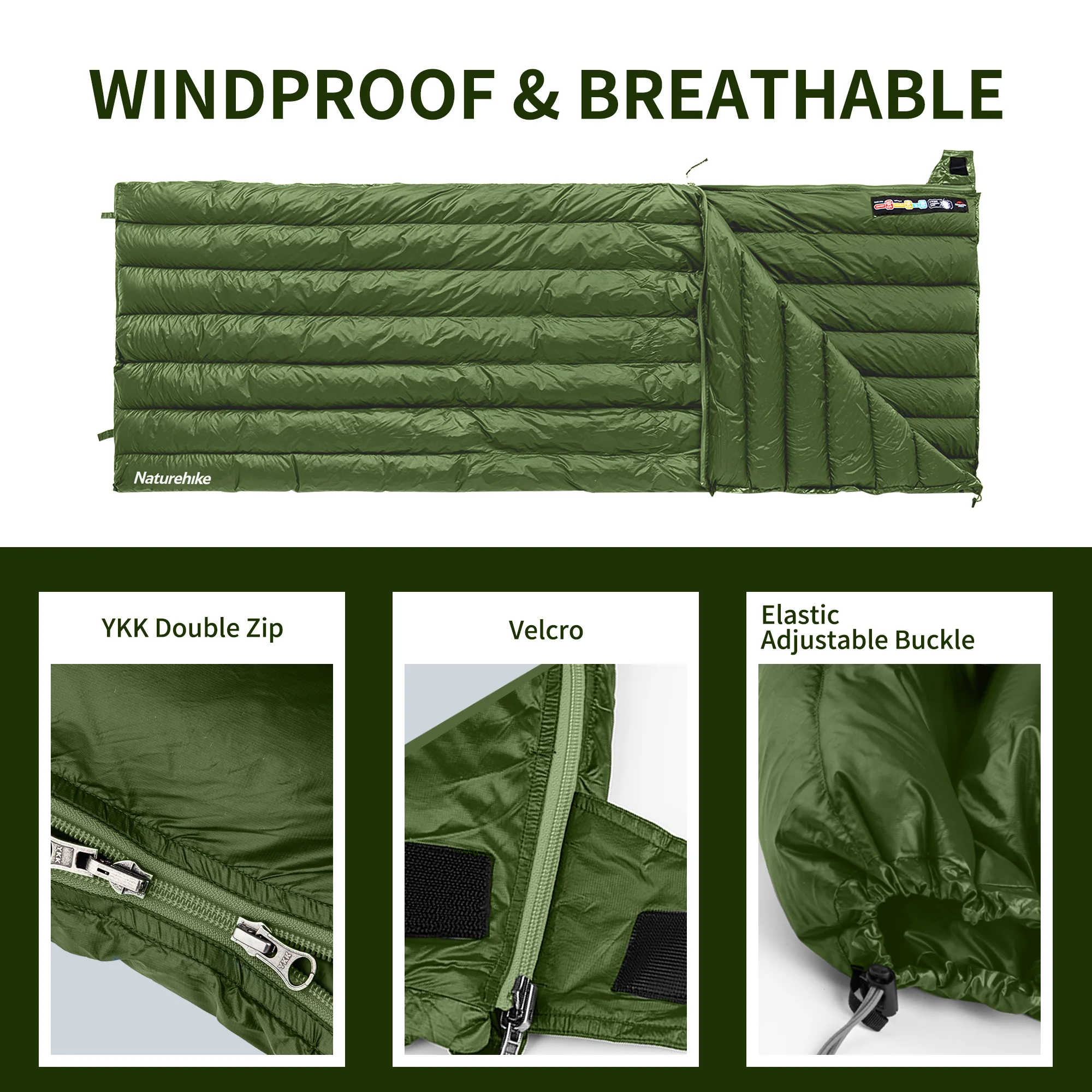 Naturehike CW295 Daunenschlafsack Entendaunen 750FP Ultraleicht Wärmeisolierend Wasserdichter Outdoor-Camping-Schlafsack