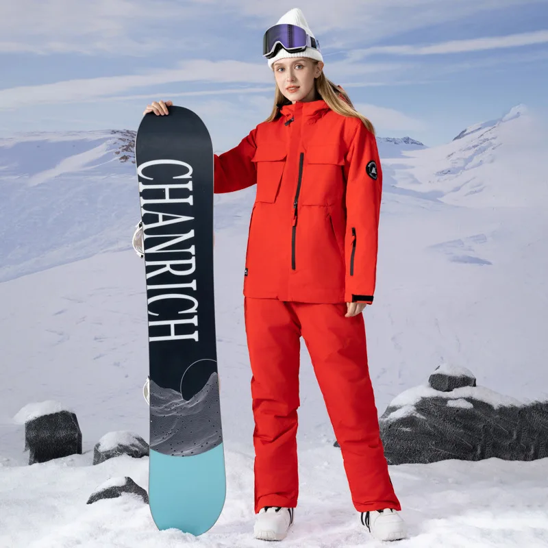 

2025 New Snow Sport Ski Set Waterproof Snowboarding Suits Solid Color Male Outdoor Mountain Female Snowsuit Warm Skiing Clothes