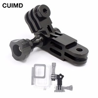 CNC Aluminum Three-Way Pivot Arm Mount Adapter Blue for Gopro Hero Session 85 Osmo MAX Xiaomi Yi SJ GitUp Sport Action Camera