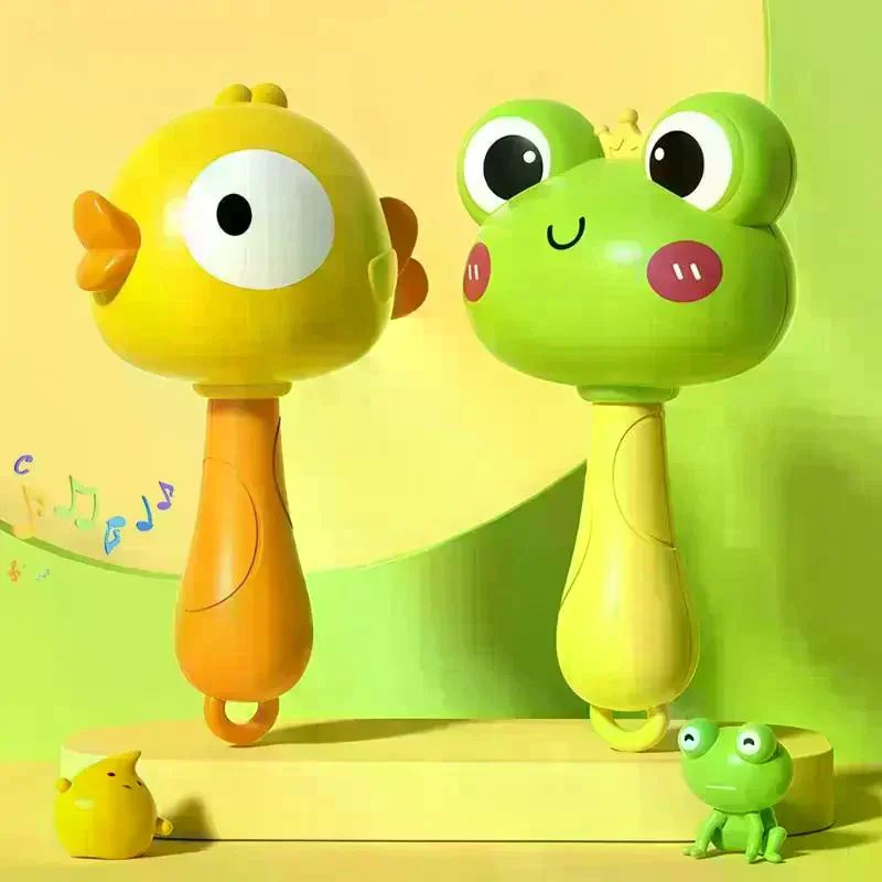 Cartoon Baby Rattle Toys Colorful Baby Maracas Set Educational Musical Toy Newborn Sensory With Handle For Easy Grip