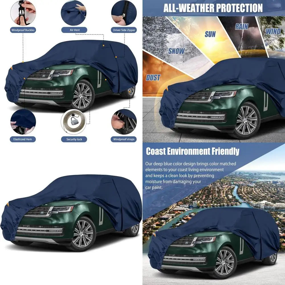 

Премиальный водонепроницаемый чехол для автомобиля Range Rover LWB 2014-2026, 10-слойный, сверхпрочный, всепогодный, с молнией для доступа и защитой от ветра