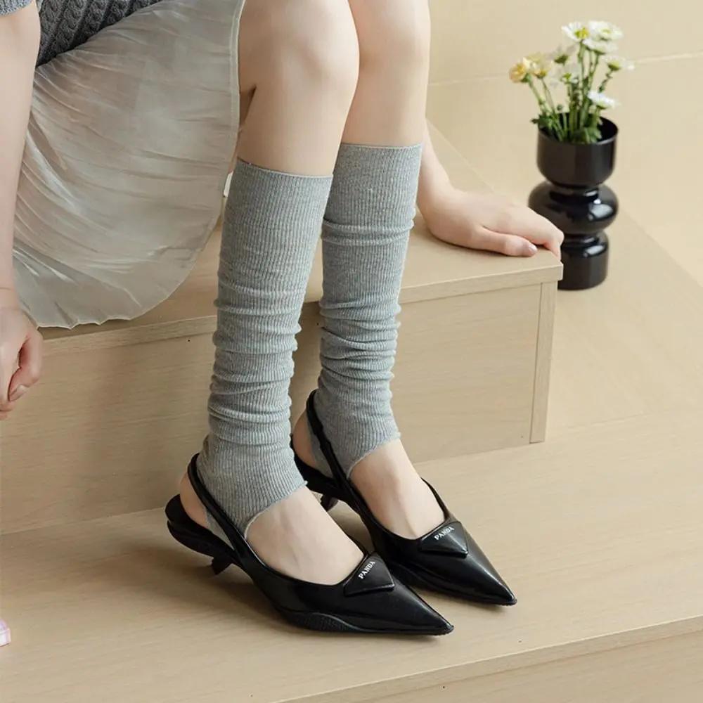 Ins Thick Simple Long Knee High Socks Vertical Stripes Mid-calf Calf Socks Stepping on Feet Sun Protection Stacking Socks Spring
