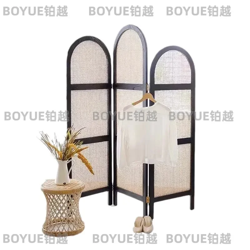for Spot Rattan Screen Movable Folding Partition for Living Room Entrance Door Block Bed and Breakfast