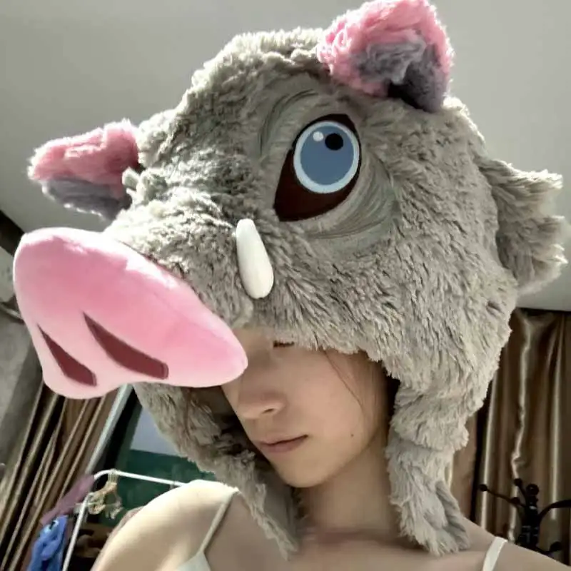 

Аниме Demon Slayer Hashibira Inosuke, мягкая и удобная U-образная подушка с капюшоном, портативная теплая подушка для путешествий, практичные забавные подарки