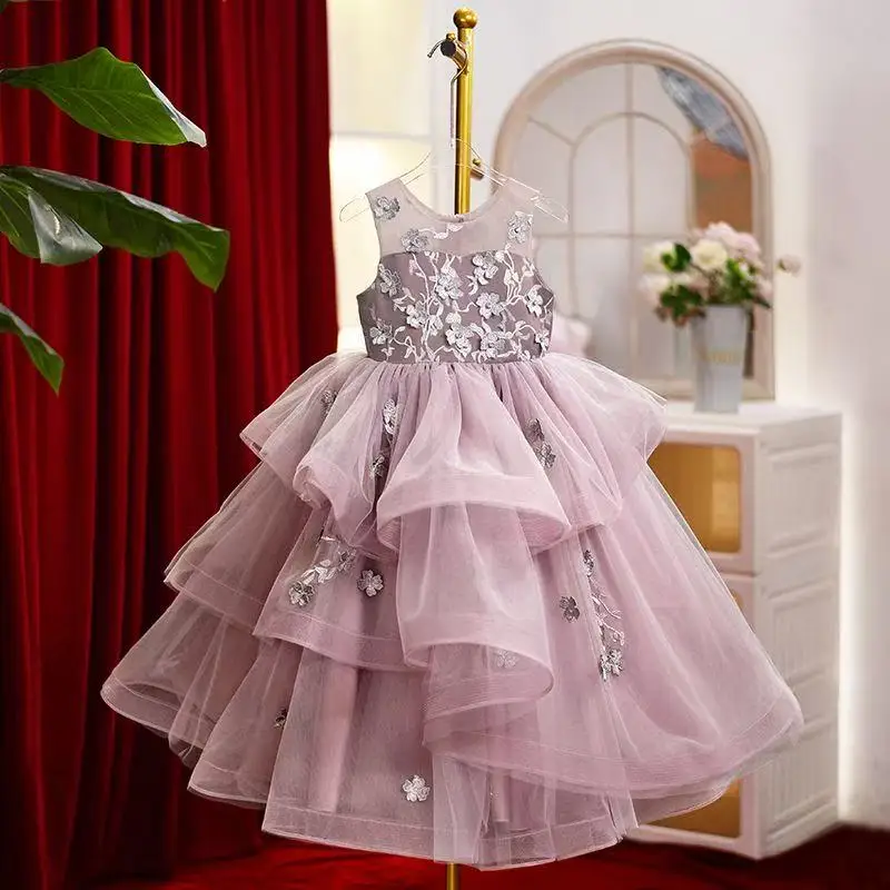 

2026 New Girl Princess Glitter Dress Fashion Children's Birthday Show Performance Dress 3-12 Years High end Children's Clothing