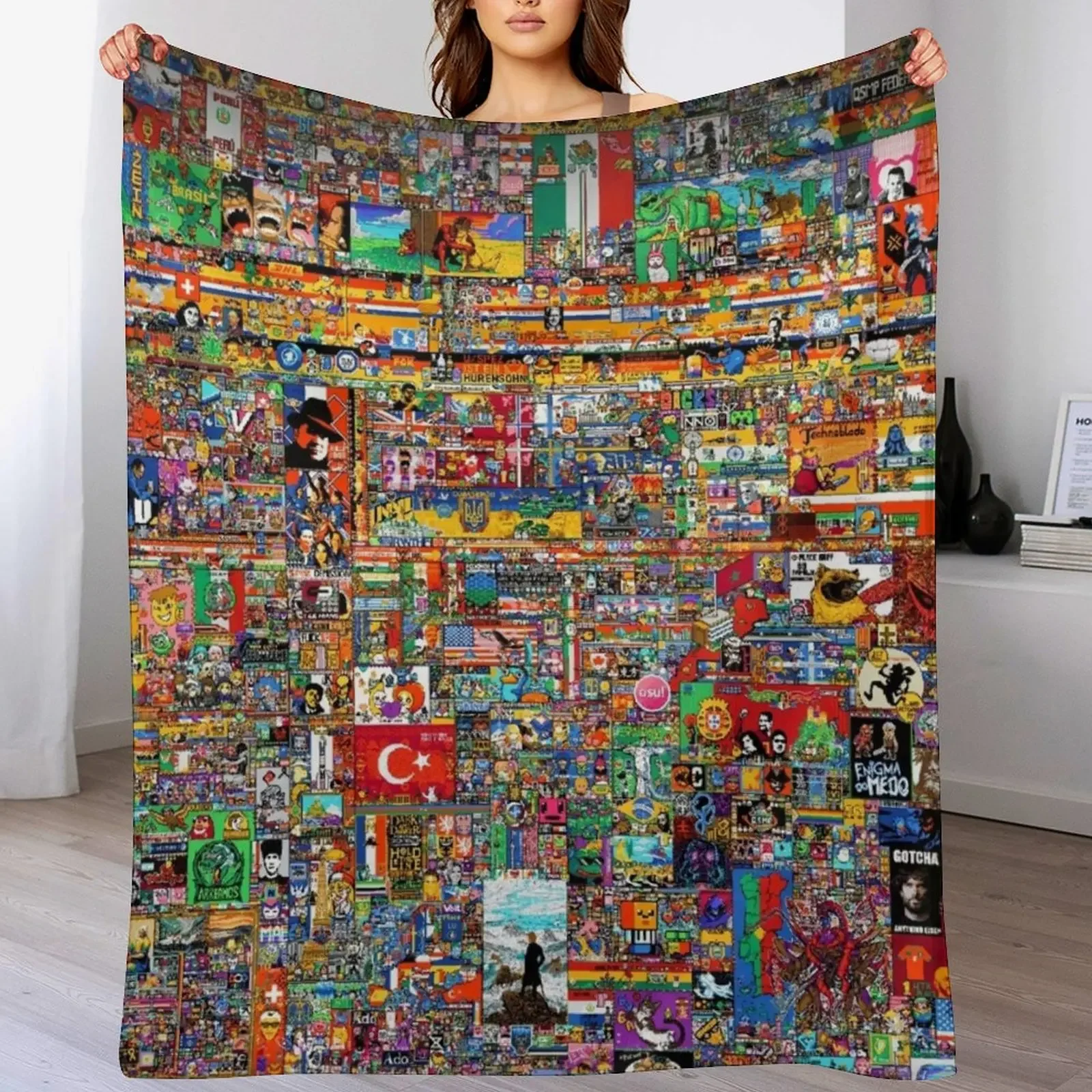 Reddit Place 2023 Merch, Reddit r/place 2023, r/place 20223, Merch, Poster Throw Blanket Furrys Single Tourist Blankets