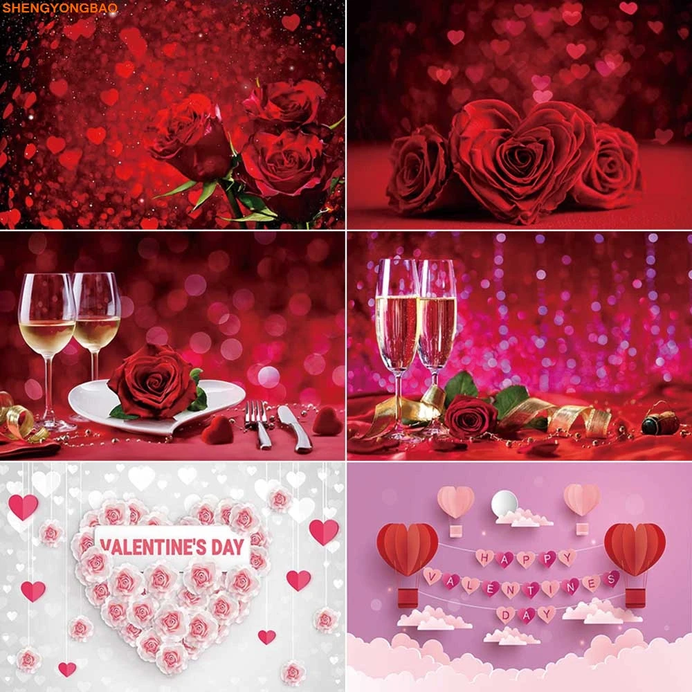 

Valentine'S Day Photography Backdrop Rose Red Heart Bokeh Photozone Background Baby Photo Studio Photozone Accessories