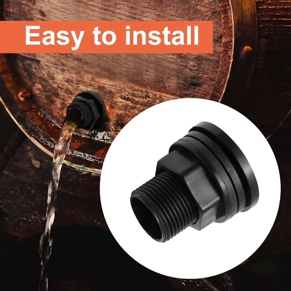 

4 Pcs PVC Bulkhead Fitting Silicone Gasket Double Threaded Garden Spigot Kits Black Easy To Install Water Tank Connector