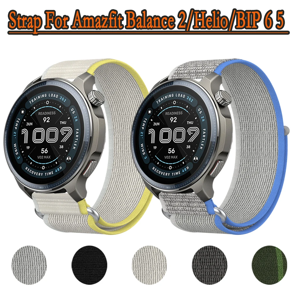 For Amazfit Balance 2 Balance Helio GTR4 3 2 Band 22mm Universal Nylon Weave Elasticity Sport Wristband for Amazfit Balance 2