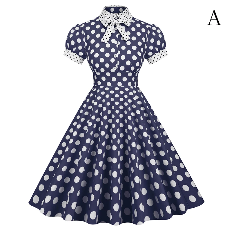 Sommer Vintage 50er 60er Polka Dot Kleid Retro Party Rockabilly Kleid Frauen Hausfrau Prom Hochzeit Party Vintage Swing Robe