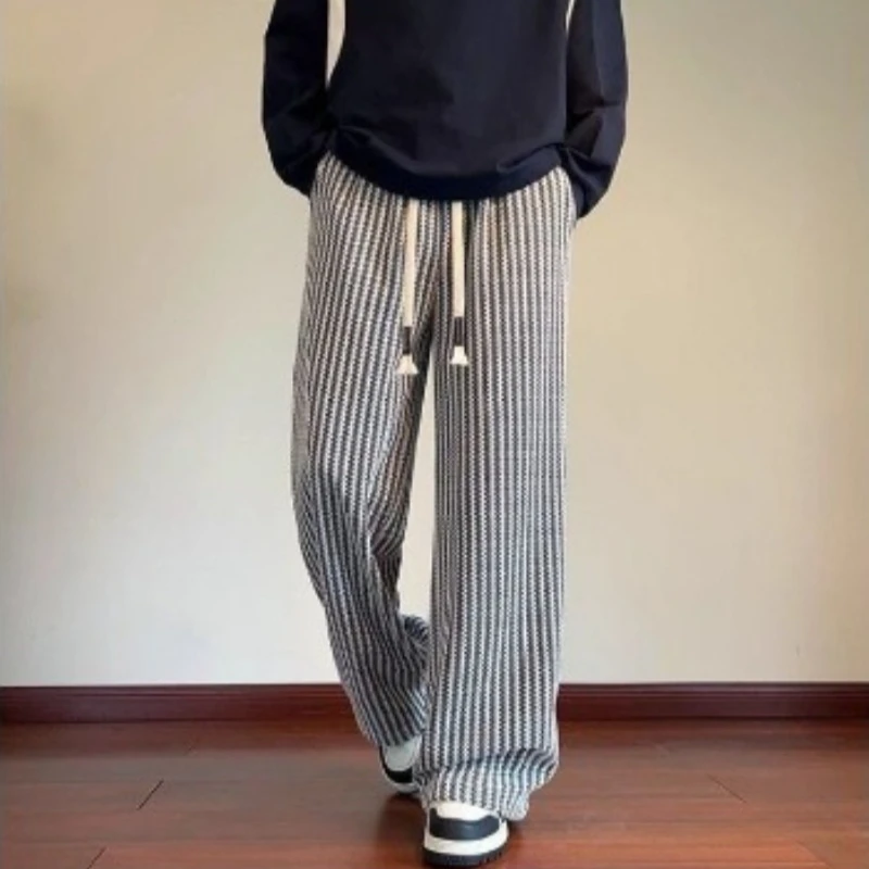 Fischgrätmuster Cord-Freizeithose für Herren Herbst 2025 Neue Hochwertige Weite Jogginghose Lose Gerade Lange Hose