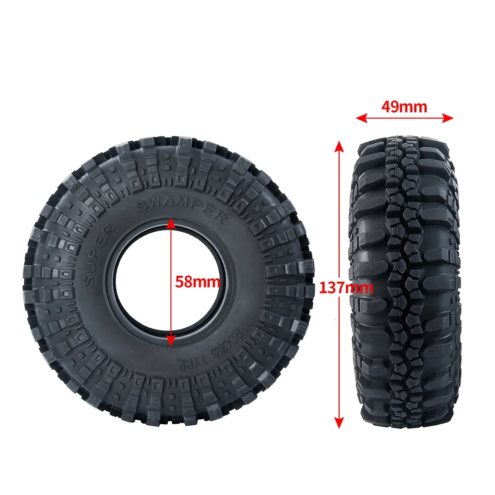 【STOCK】4PCS 137MM 2.2 Rubber Tires Wheel Tyres for 1/10 RC Crawler Car Wraith SCX10 Capra TRX4 TRX6 D90