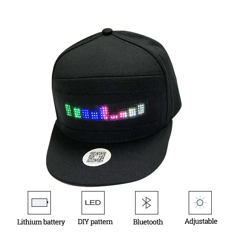 Four Color Chose Bluetooth LED DIY Hats Neon Programmable Hat Flashing Scrolling Baseball Cap Glowing Hat