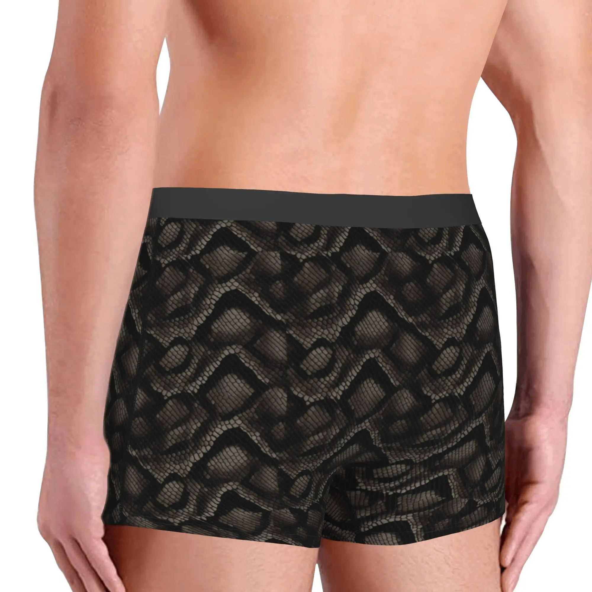 Funny Large Reptile Snake Skin   Boxers Shorts Panties Male Underpants Comfortable Grey Charcoal  Briefs Underwear