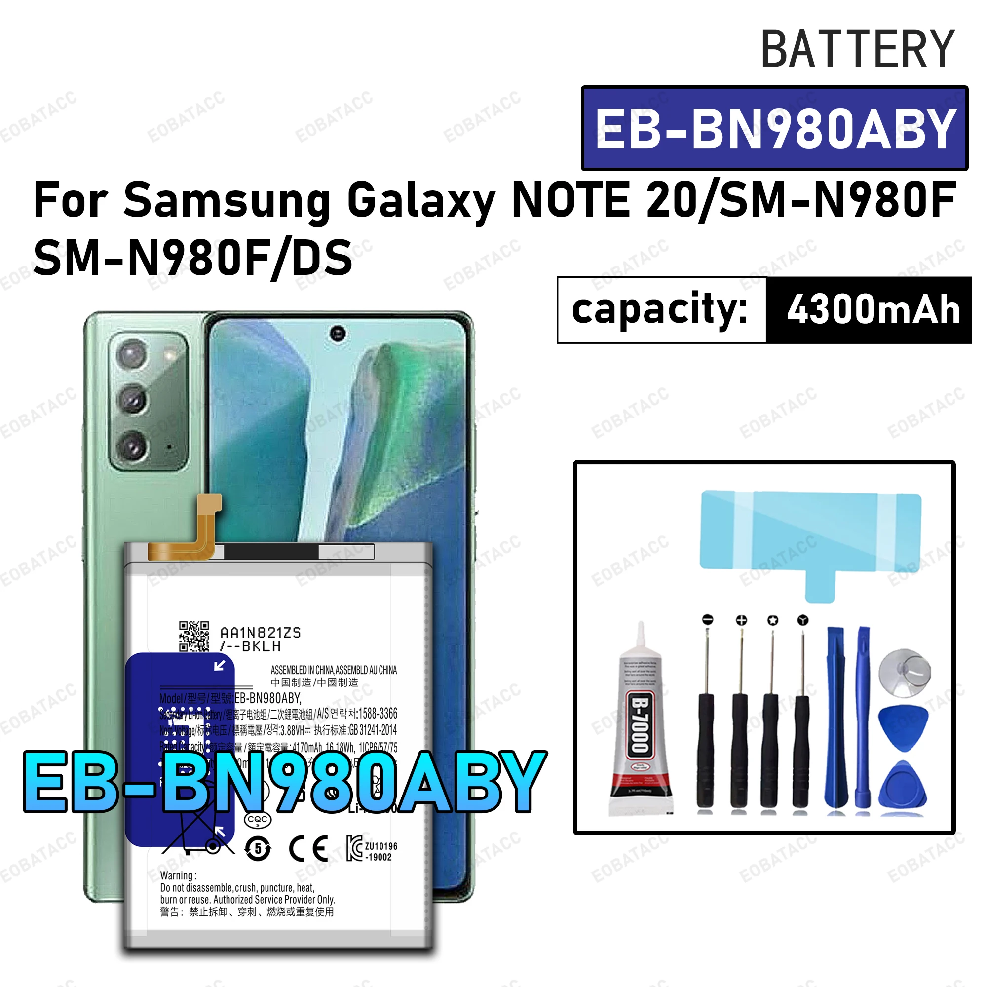 

100% новый аккумулятор с нулевым циклом EB-BN980ABY для Samsung Galaxy Note 20/SM-N980F/SM-N980F/DS, сменная батарея для телефона + бесплатные инструменты