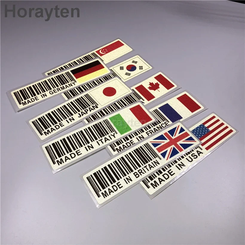 

Styling Decals Reflective Made In Japan Canada Germany Italy USA Korea France National Flag Sticker 15x4.1cm