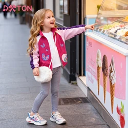 DXTON Children Winter Coat Fleece Zipper Jacket For Girls Butterfly Printed Thick Toddler Warm Top Outerwear Kids Clothing 3-12Y
