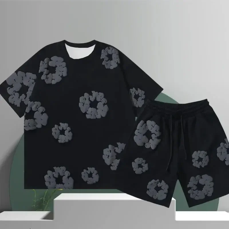 

GELITAYIN The 2025 Summer New Men's Set Is A Casual American 3D Printed Flower Pattern Vacation Outdoor Casual Fashion Set Made