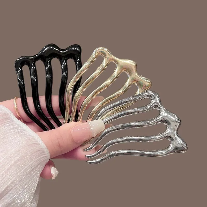 

Новая мода металлические U-образные палочки для волос расчески для женщин простая металлическая расческа с жидкими зубьями заколки для волос шпильки головные уборы аксессуары для волос