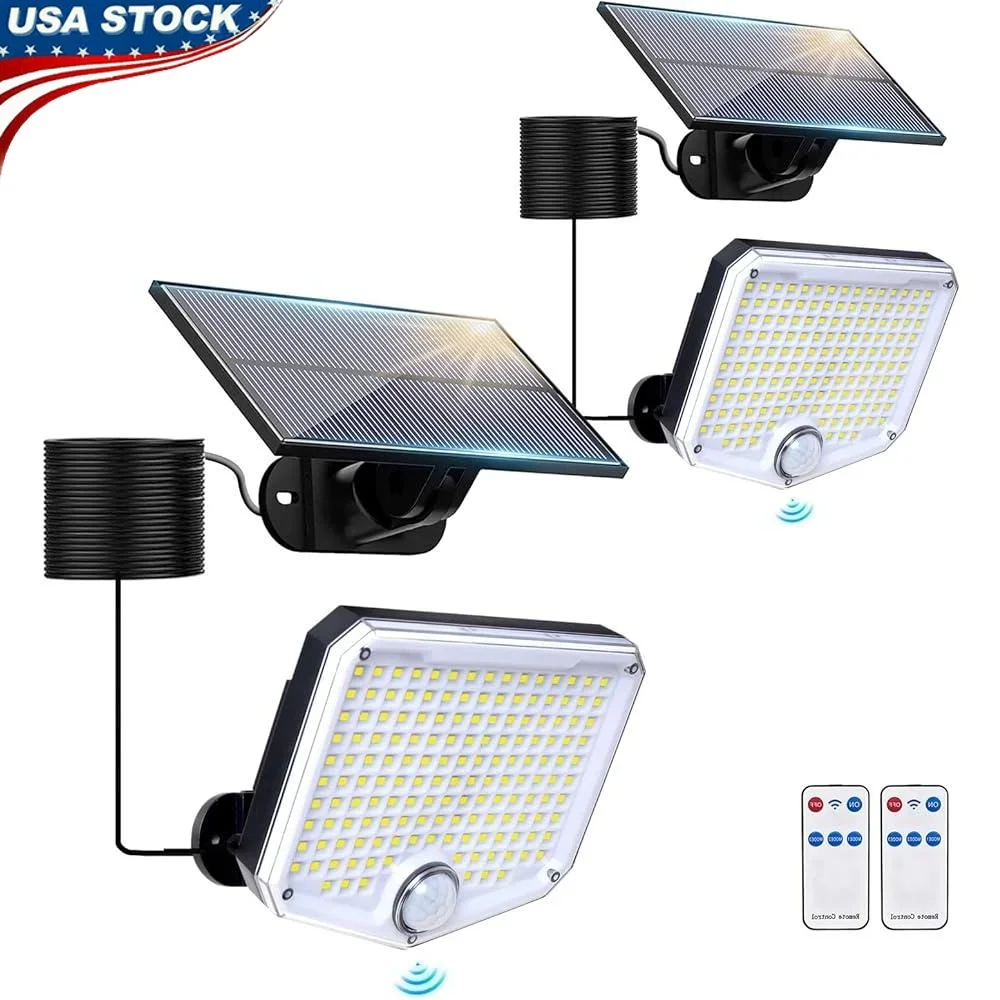 

Солнечные датчики движения для улицы 180° ° Угол луча с дистанционным управлением на солнечной энергии, светодиодные фонари безопасности, водонепроницаемые, простая установка