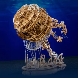 3D Puzzle DIY Wooden Aurora Jellyfish Assembled Miniature Model Kits WIth Music Light Jigsaw Puzzles for Friends Birthday Gifts