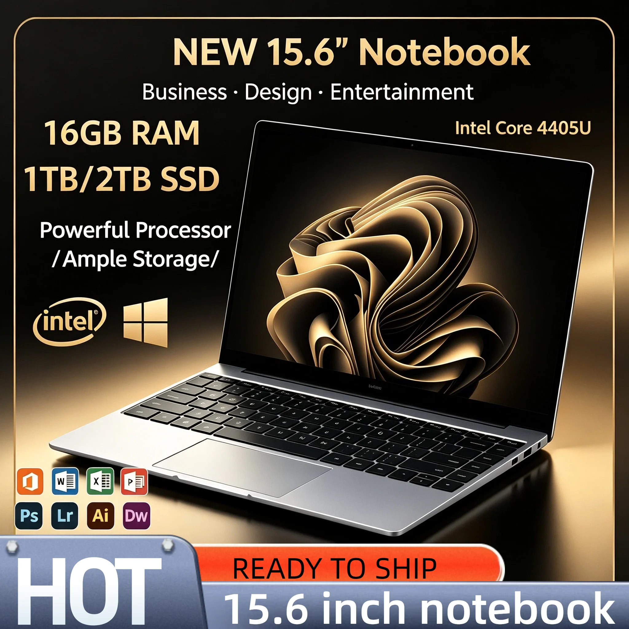 Intel Pentium 4405U 15.6 Inch Slim Gamer Laptop 16GB RAM 2TB SSD Ultra Notebook 1920x1080 Office Study Pro Max