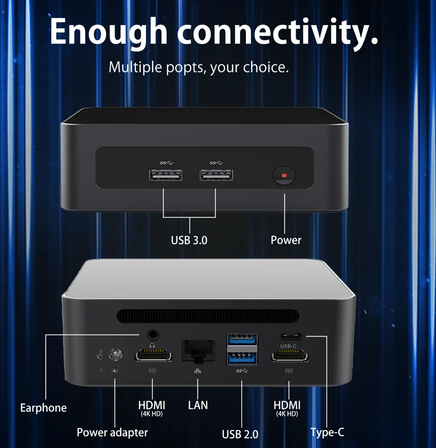 Mini PC AMD Ry-zen 7 R7 5800H 8 Cores 16 Threads 2 * DDR4 16 GB RAM 512 GB SSD 1 * M.2 2280 NVME PCIE3.0x4 WiFi6 Gamer Mini Computer