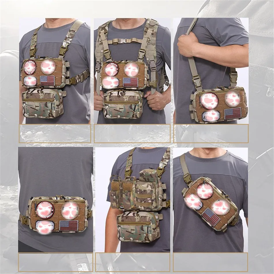 Outdoor Hiking Cycling Tactical Chest Bag MOLLE Functional Street Fashion Locomotive Vest Pack Camouflage Army Fan CS Equipment
